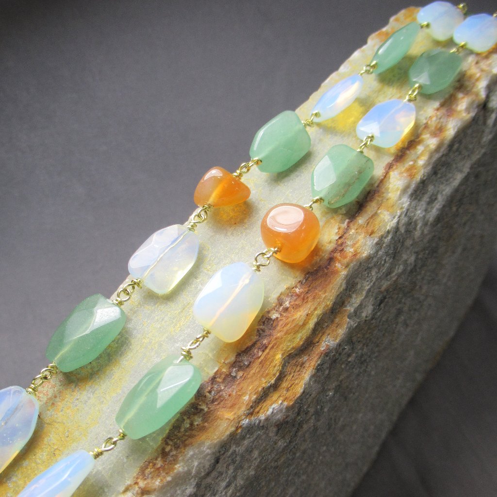 Aventurine Necklace Rosary Chain Classic With A Twist 75$